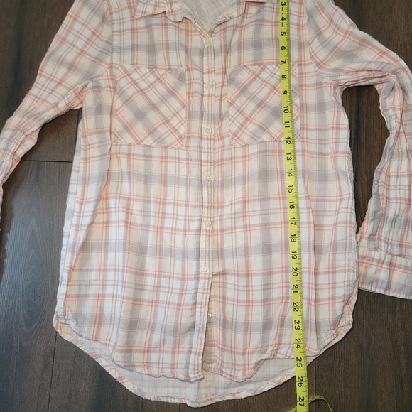 Aeropostale Women's Gray & Pink Plaid Button-Up Size Small‎ 100% cotton - Picture 8 of 8